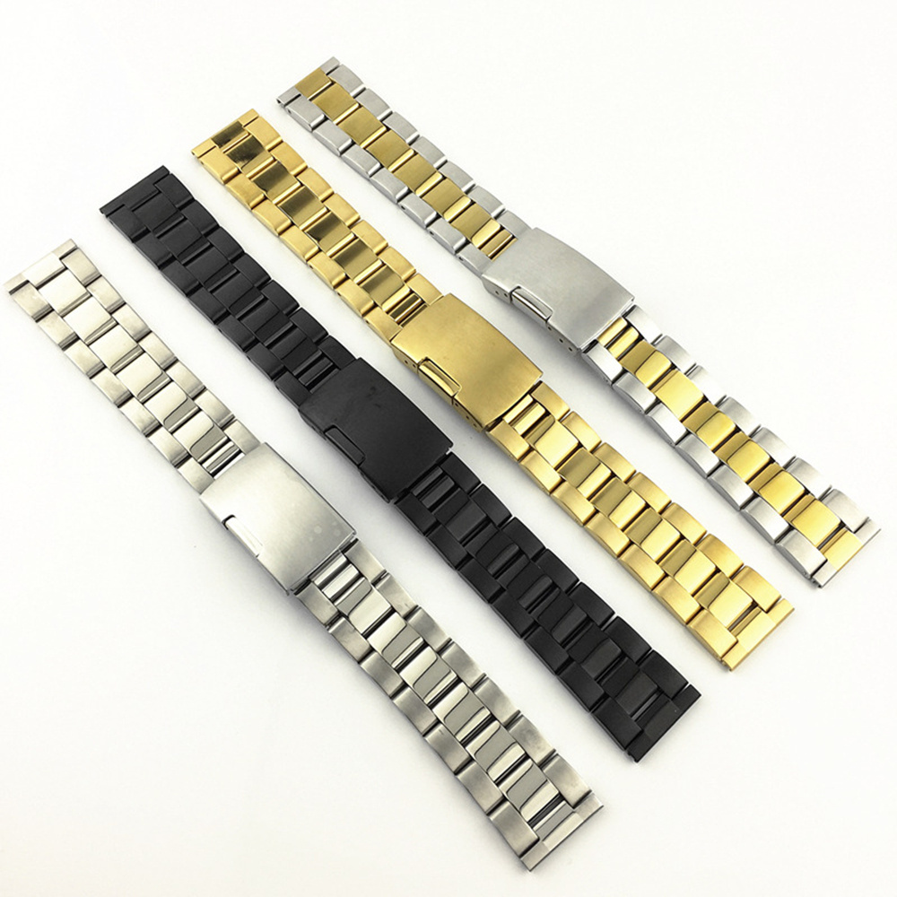 18 20 22 24 26 28 30mm Watch Band Strap Stainless Steel Tone Rose Gold Silver Watchband Bracelet