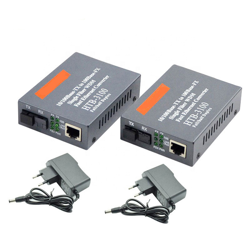 10 100Base-Tx to 100Base -RX single mode simplex fiber WDM Fast Ethernet HTB-3100 fiber media converter 25km