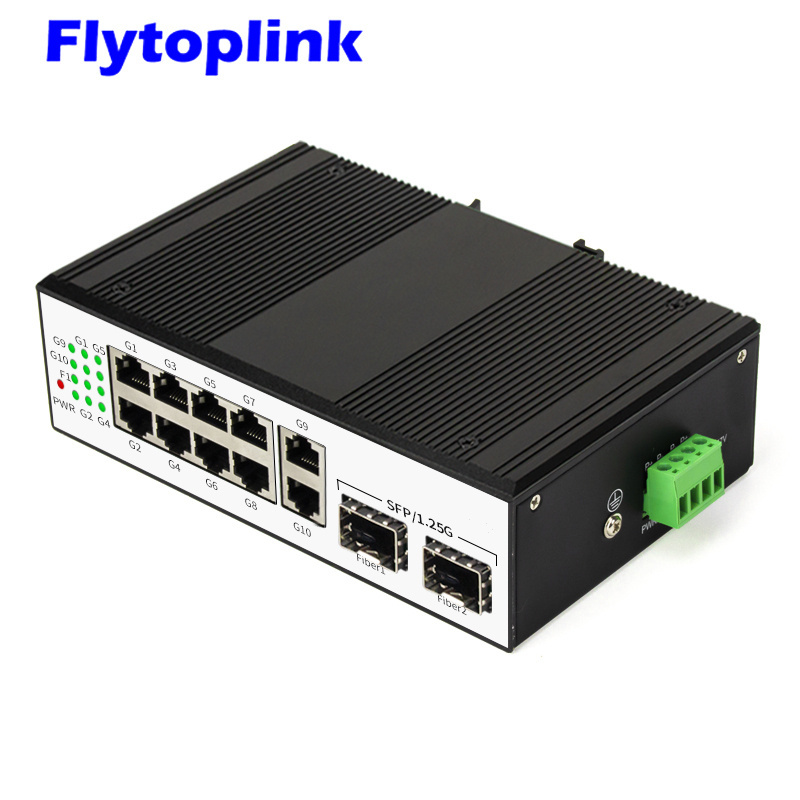 10-port 10//100/1000BASE-TX+2 SFP Industrial Switch Din Rail type 10RJ45 2SFP industrial ethernet switch