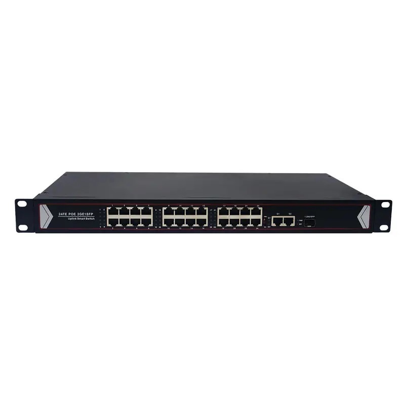 10/100Mbps 24 Port PoE Switch With 2 Gigabit Uplink 1 SFP 48V 260W Power Over Ethernet Switches Smart Detection