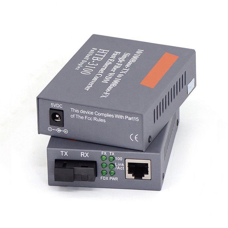 10 100Base-Tx to 100Base -RX single mode simplex fiber WDM Fast Ethernet HTB-3100 fiber media converter 25km