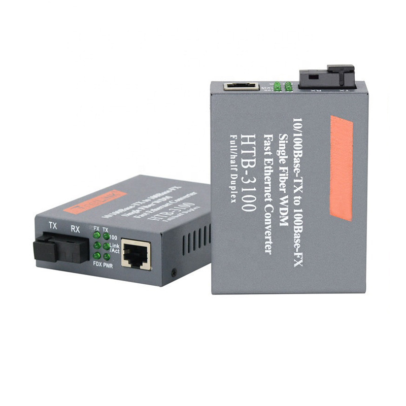 10 100Base-Tx to 100Base -RX single mode simplex fiber WDM Fast Ethernet HTB-3100 fiber media converter 25km