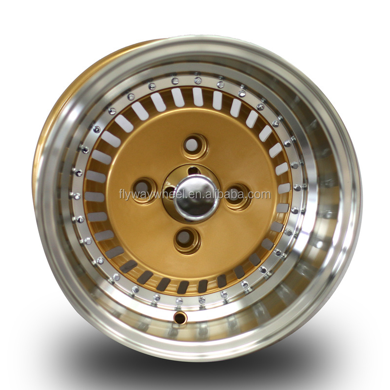 Flyway FE949 13x7.0  ET -10~0 Silver/gold Machined lip Alloy Wheel For Classic Old Cars