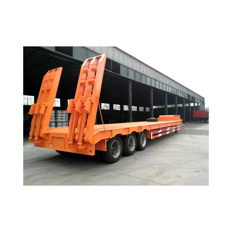 special transportation 40ft 50 ton Flatbed semi trailer 3 axle Flat Bed Truck Trailer for sale