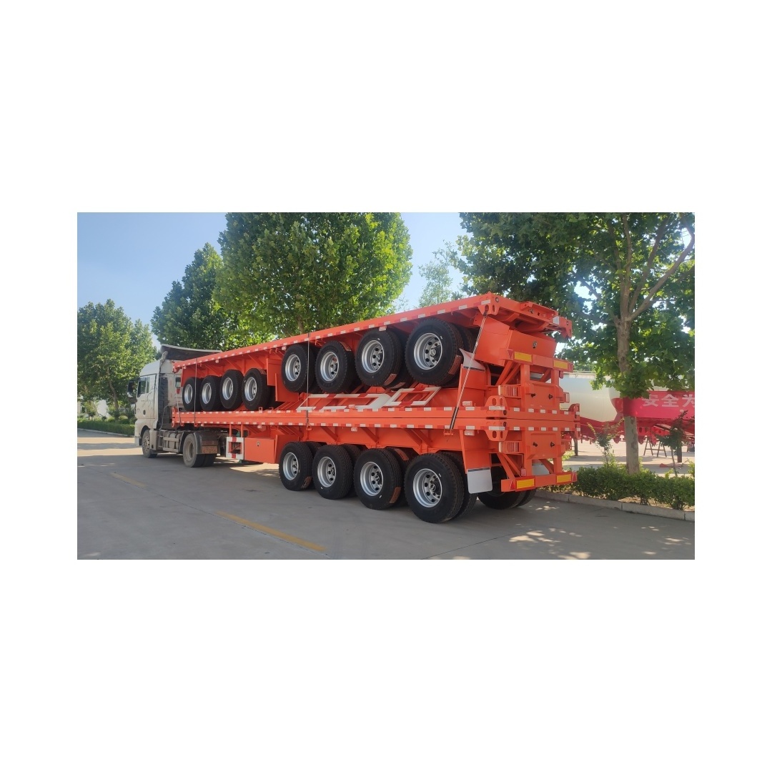 4 Axis Flat Container Semi-Trailer Customizable Chinese Factory Quick Delivery Truck Trailers Raw Wood Steel Carrier Cheap Price