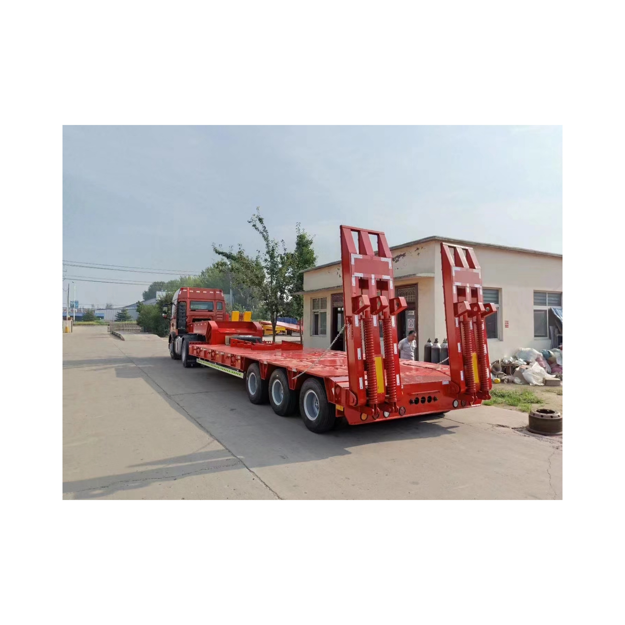 special transportation 40ft 50 ton Flatbed semi trailer 3 axle Flat Bed Truck Trailer for sale