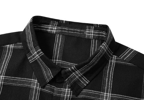 High Quality Casual Plaid Pattern Flannel Short Sleeve Shirts Cotton Spandex Black Check Shirts For Mens