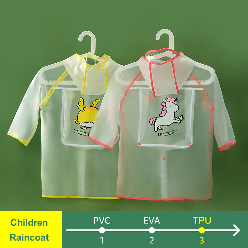 Girls Boys Cartoon Toddler Rain Wear Children Transparent Raincoat Jacket Poncho S-2XL Kids Rain Coat