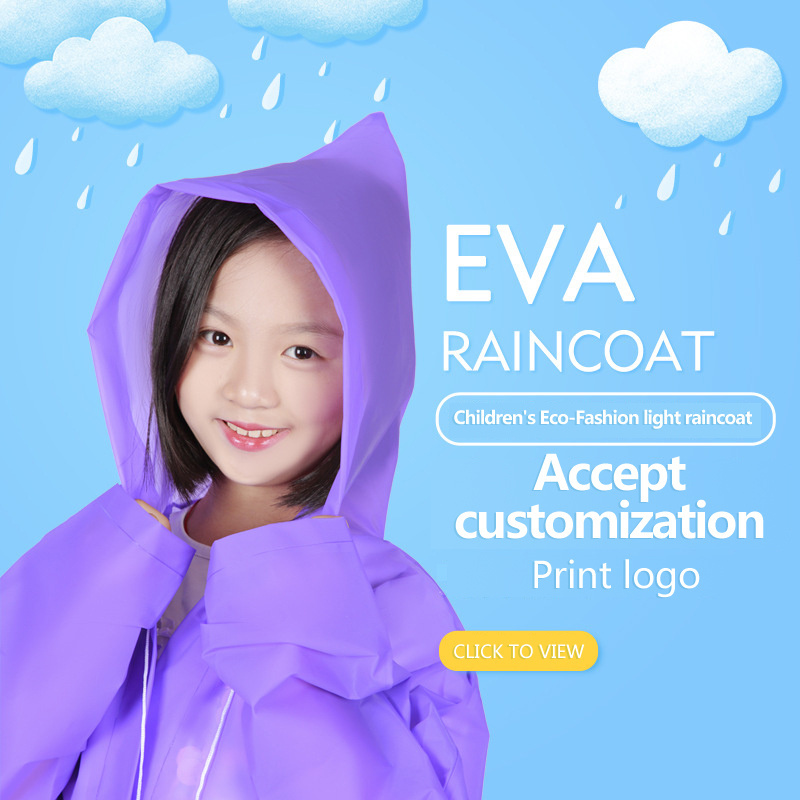 5-12 Years Old Boys and Girls EVA Kids Rain Coat Reusable Waterproof Kids Raincoat for Camping Hiking Traveling