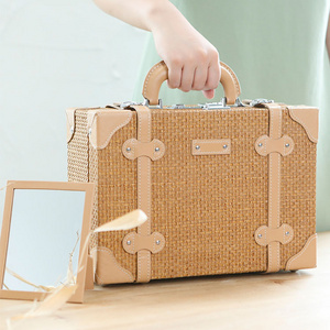 Retro woven multifunctional cosmetic box jewelry box high-end camping box portable storage suitcase