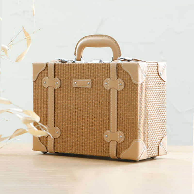 Retro woven multifunctional cosmetic box jewelry box high-end camping box portable storage suitcase