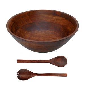 FLYWOD kitchen accessories custom wooden dough soup salad fruit mixing wood bowl set wooden bowl salad bowl