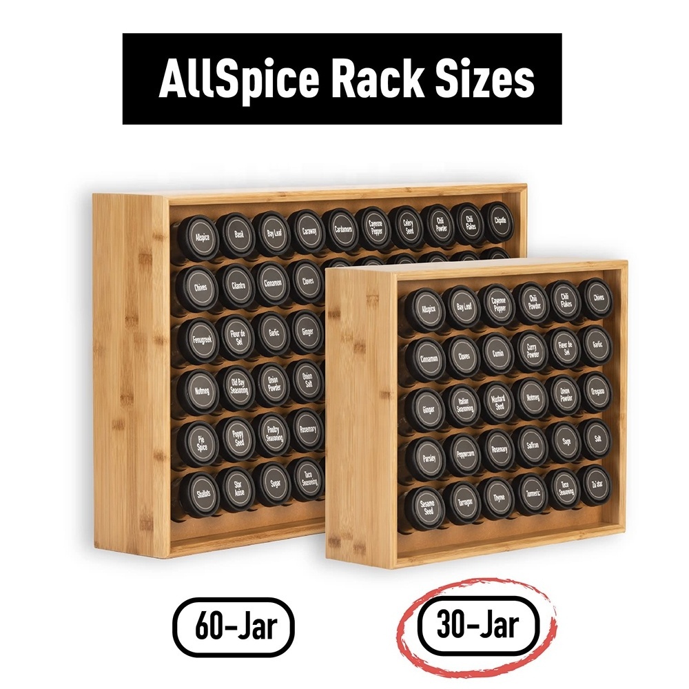 Wholesale custom bamboo spice bottle holder rack organizer spice rack organizer for kitchen cabinet