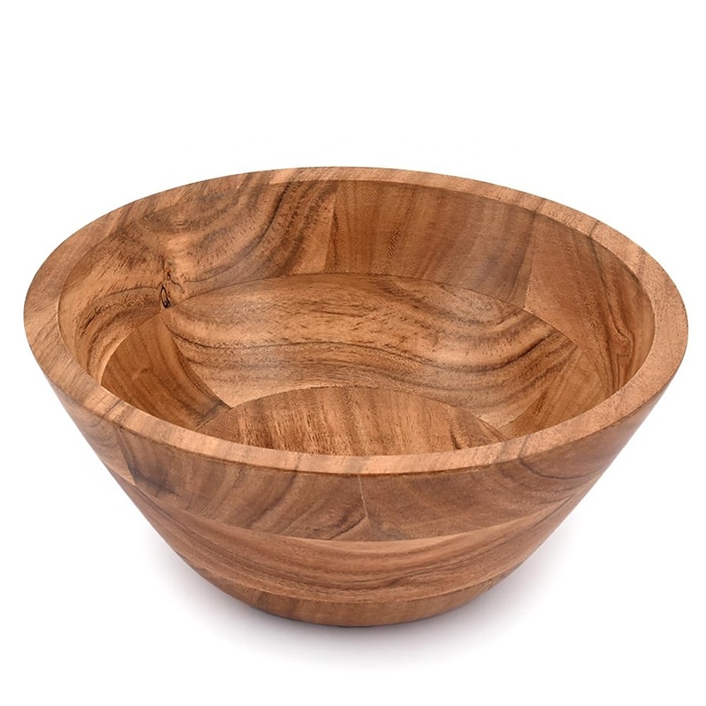 FLYWOD kitchen accessories natural wooden dough soup salad fruit mixing wood bowl set wooden bowl salad bowl