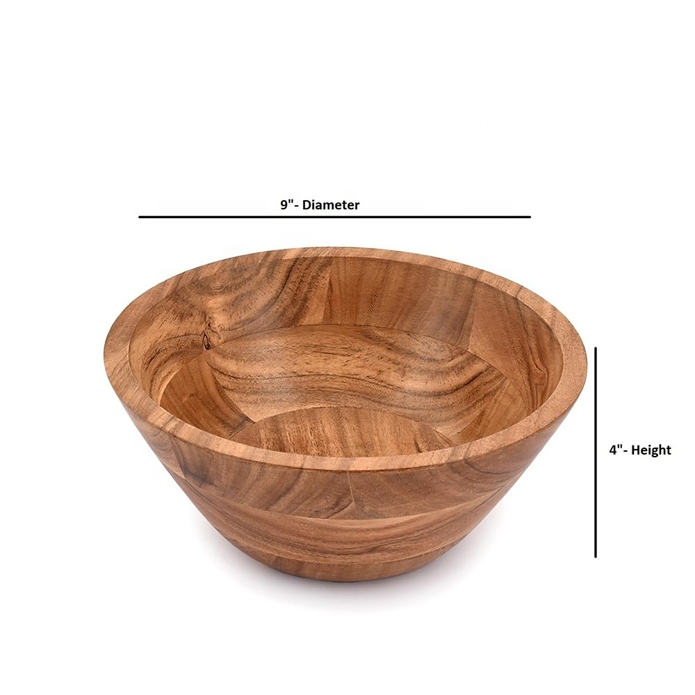 FLYWOD kitchen accessories natural wooden dough soup salad fruit mixing wood bowl set wooden bowl salad bowl