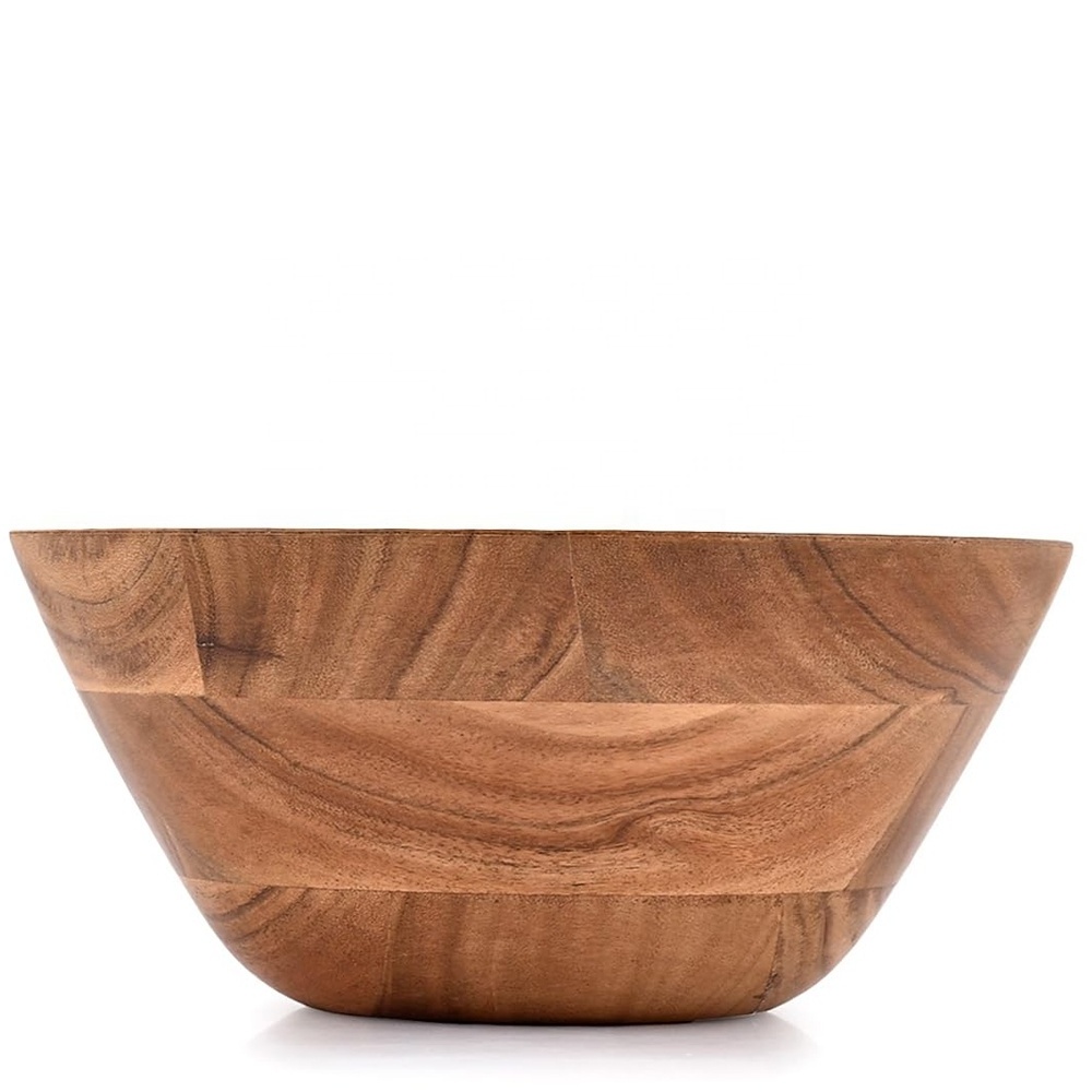 FLYWOD kitchen accessories natural wooden dough soup salad fruit mixing wood bowl set wooden bowl salad bowl