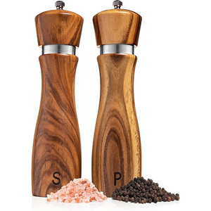 Manual kitchen gadgets acacia wood salt and pepper mill grinder salt and pepper shaker wood salt and pepper grinder set