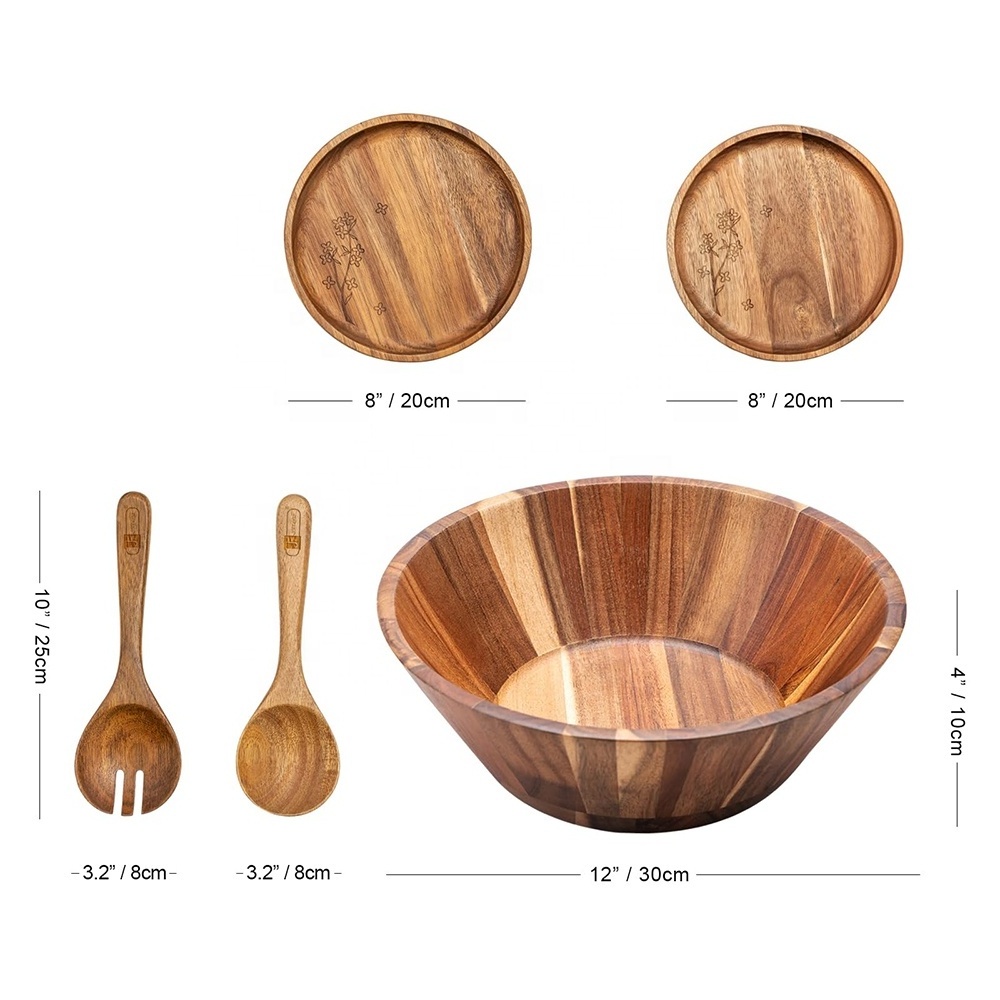 FLYWOD kitchen accessories wholesale wooden dough soup salad fruit mixing wood bowl set wooden bowl salad bowl