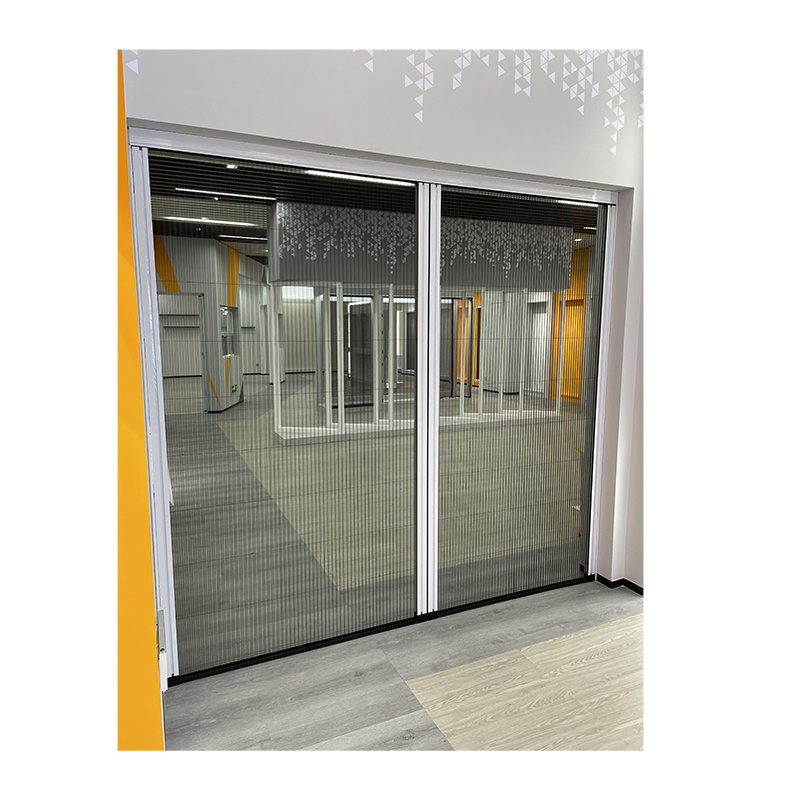 Anti Zanzara Aluminum Frame Fiberglass Pleated Mosquito Net Trackless Retractable Fly Screens Door Flyscreen Sliding Door