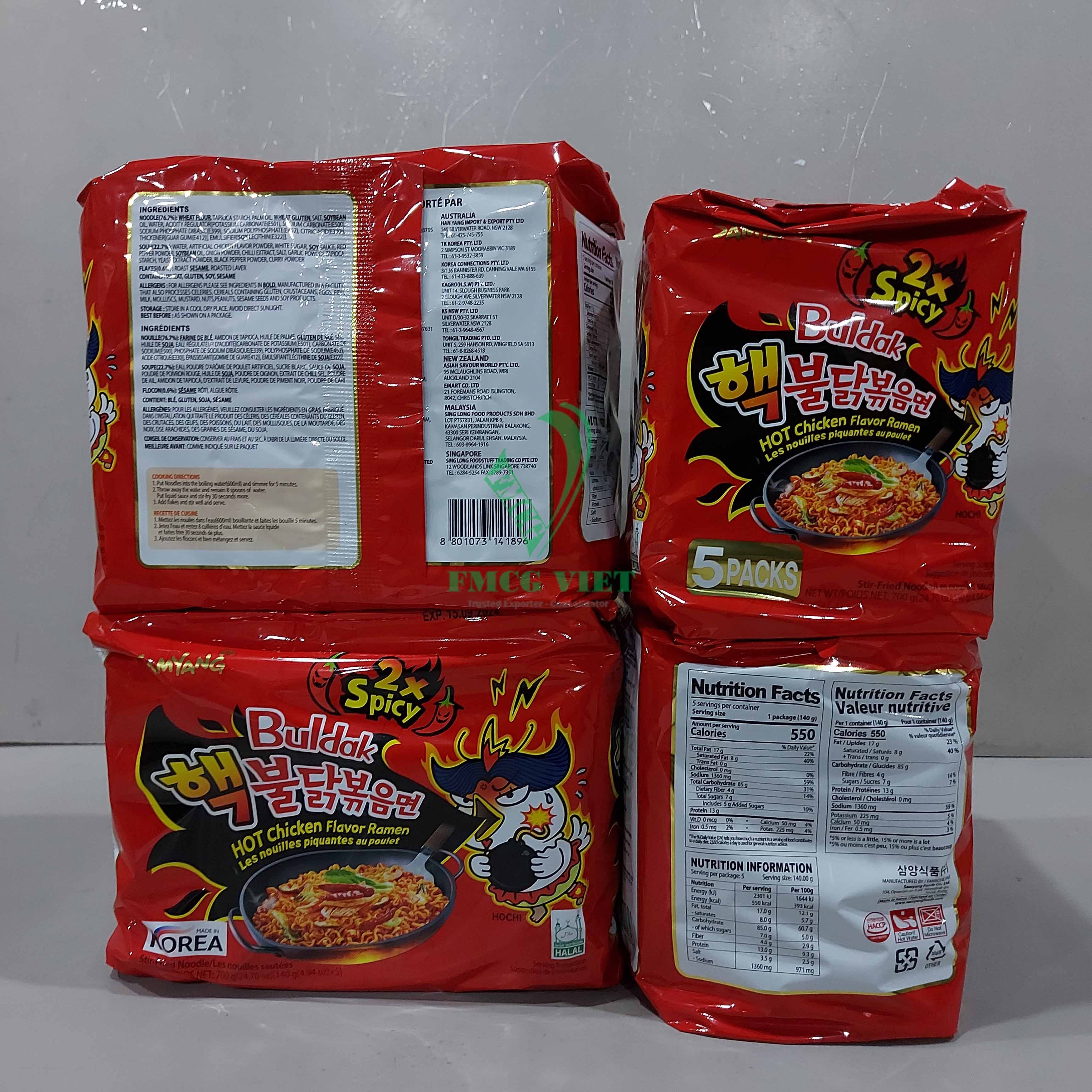 Samyangg Buldak Extreme Hot Chicken Ramen Noodles 140g / Wholesale Korean Instant Noodle 2x Spicy Hot Chicken Ramen Noodle