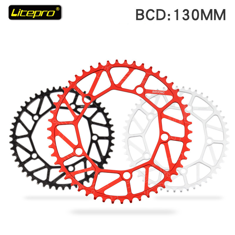 Litepro 130 BCD 9 10 11 Speed Chain Wheel  Road Folding Bicycle Hollow CNC Alloy Single Disc 46/48/50/52/54/56/58 T Chain Ring