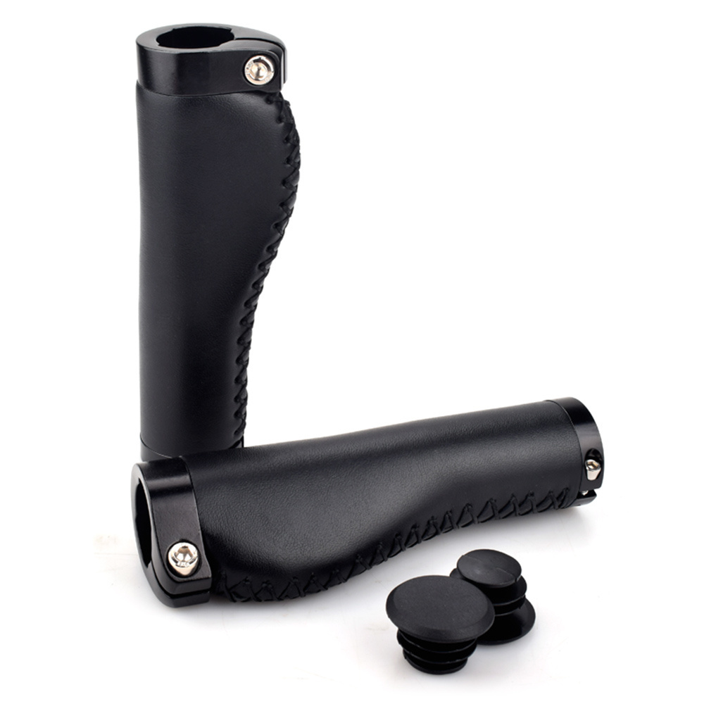 2PCS MTB handle Handle of bicycle handlebar is made of leather with wear-resistant length of 130mm and comfortable