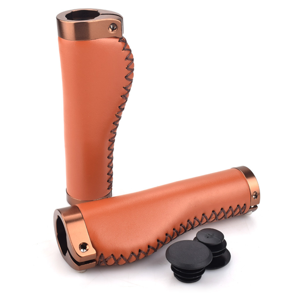 2PCS MTB handle Handle of bicycle handlebar is made of leather with wear-resistant length of 130mm and comfortable