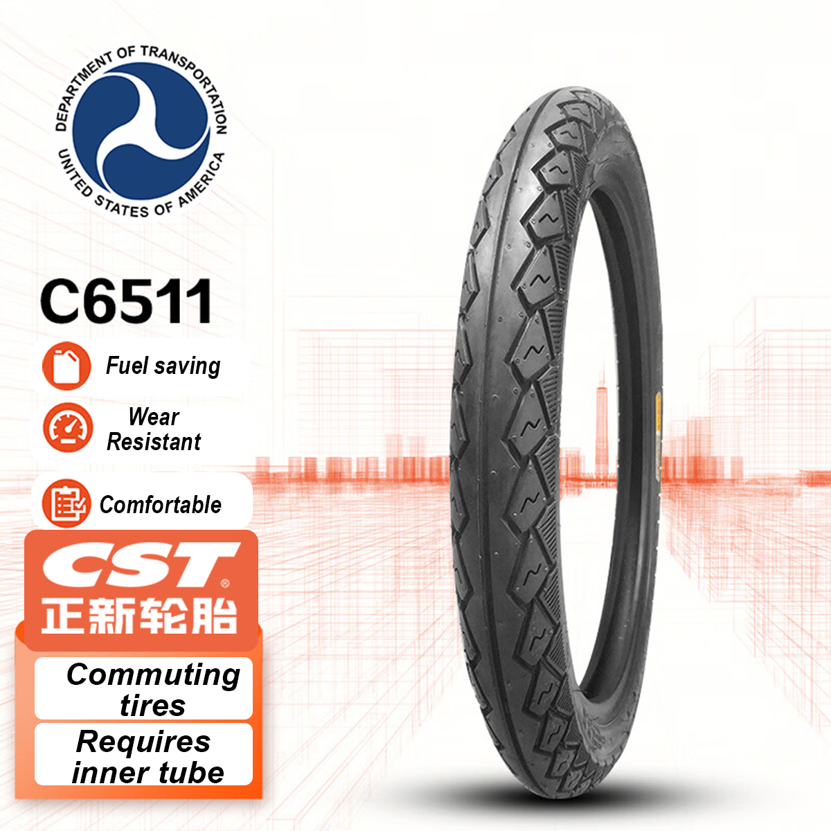 CST Tires High-PerformanceWear-resistant Rubber Motorcycle Tires  2.50 -17 4PR C6511 2.50 17 motorcycle tyre 17inch