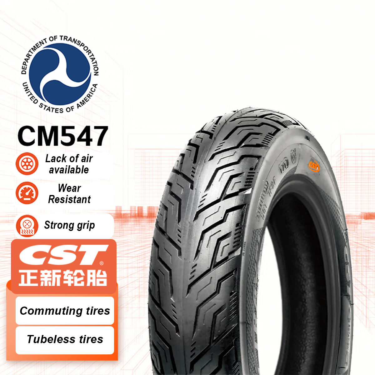 CST CM547 50J-4PR Anti-slip and wear-resistant 90/90-10 10 Inch wholesale Motorcycle Tires 10 inch electric scooter tire