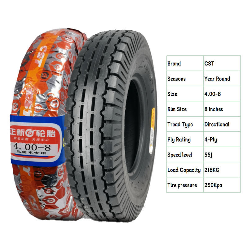 Tricycle three wheeled motorcycle tire 4.00-8 small cultivator 8inch rubber tyres