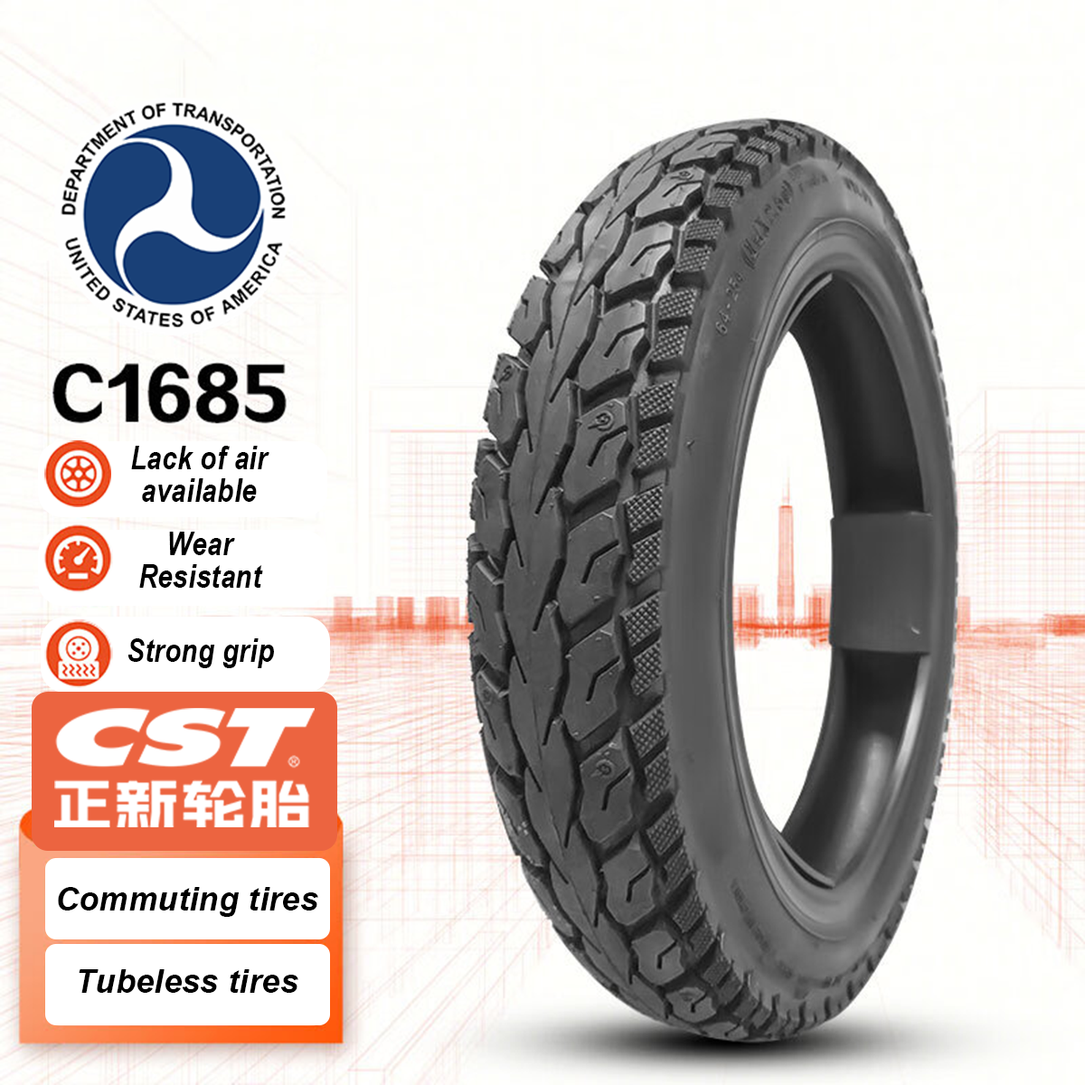 CST 14X2.50 8PR C1685(Power GP500) TL Load-resistant and puncture-resistant series tires Electric moped motorcycle tires