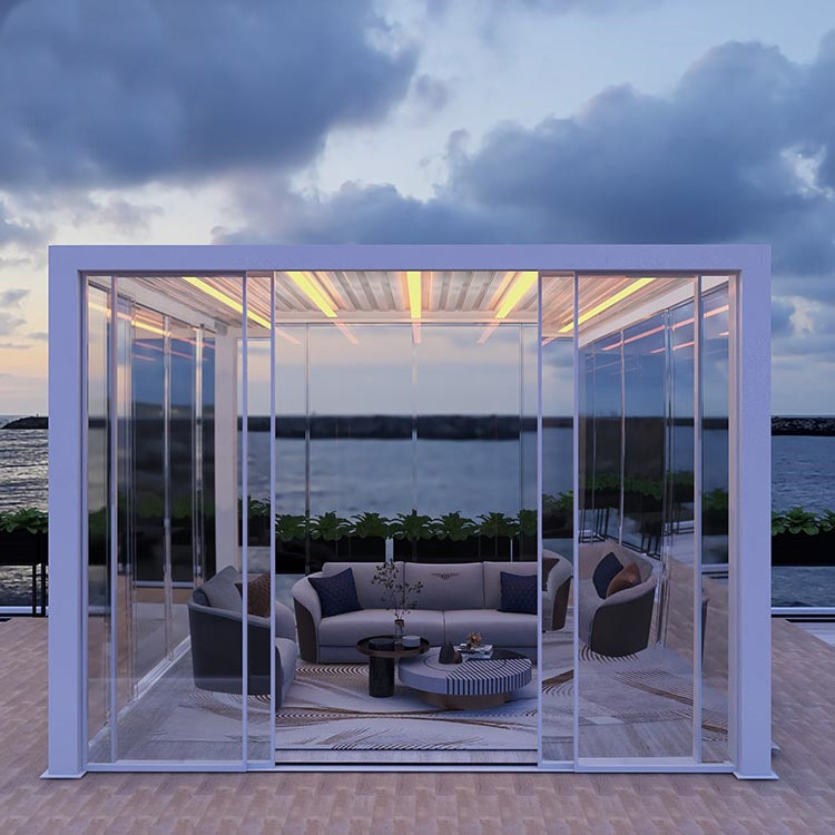 Customized high-end aluminum double tempered glass sun room winter season house outdoor garden room