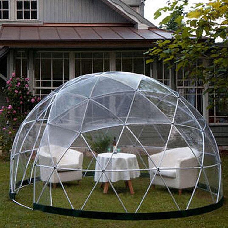 Waterproof Outdoor transparent 6-8 person Geodesic Dome tent Small pvc clear plastic garden Igloo Dome tents for sale