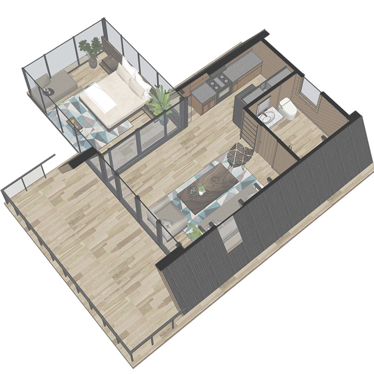 55sq.m./595sq.ft New Design Triangle house Tiny House Steel Structure Wooden Modular Hut in Prefab House