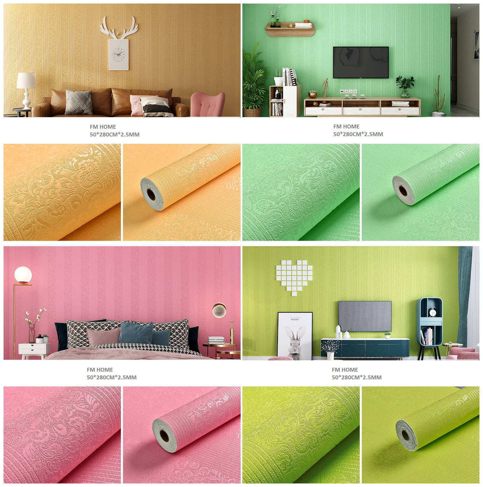 Aco-firendly Odorless Self- adhesive Wallpaper Embossed Wallpaper rolls supplier