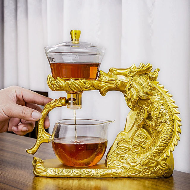 Hot selling Chinese style dragon shape Kungfu semi-automatic glass kungfu brewing borosilicate tea sets