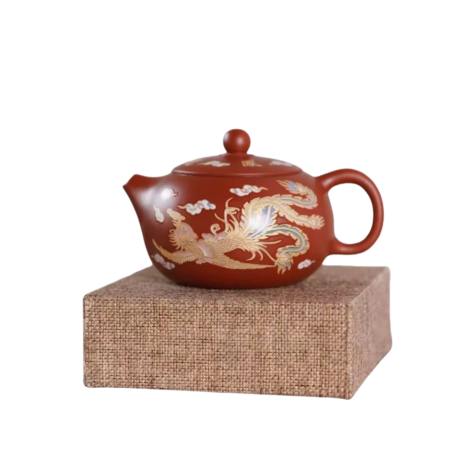 Hot selling Chinese traditional kongfu tea pot ,dragon pattern change color  purple clay tea pot