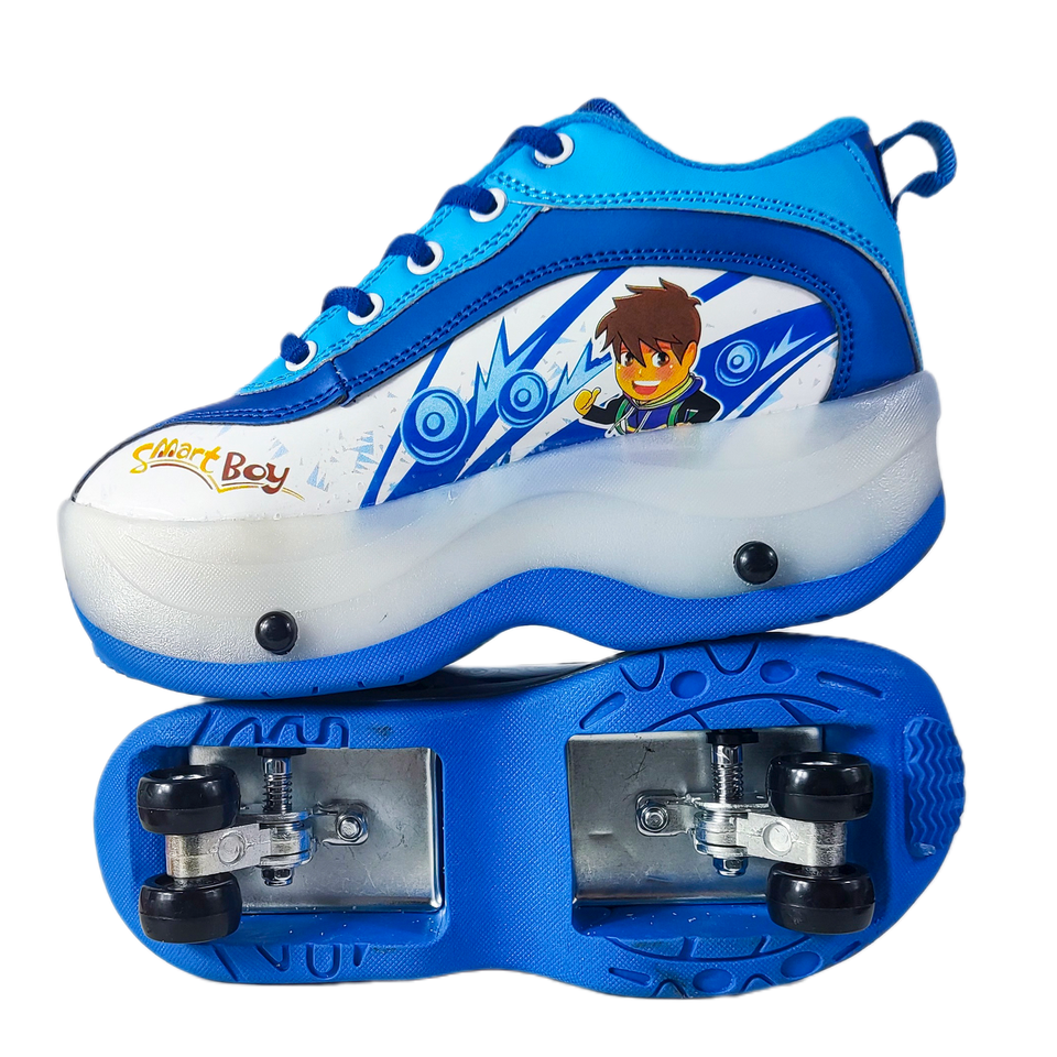 Children LED Built in Kick Runaway Skate Inline Flashing Roller Skate Blue Quad Set for Kids Wheels Tire Shoes Price rollerskate