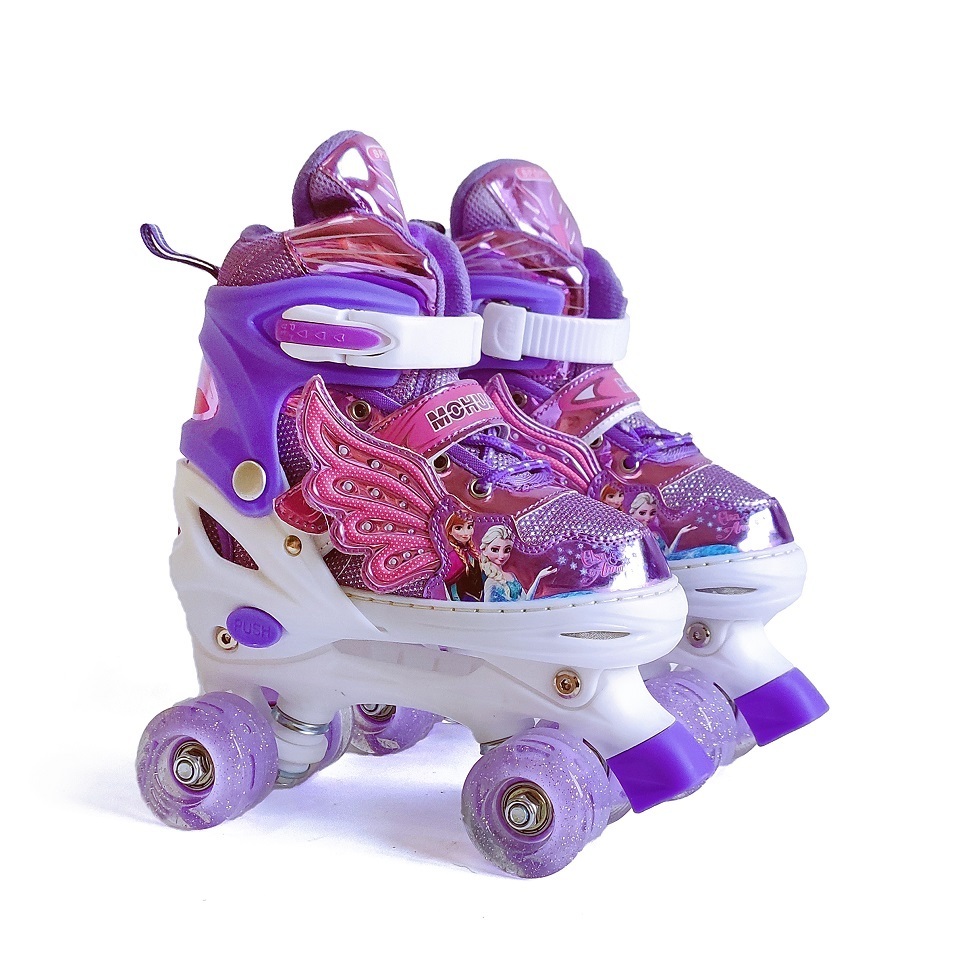 Wholesale Purple Adjustable Kick Girls Kids Flashing Roller Skates Shoes 4 Wheels