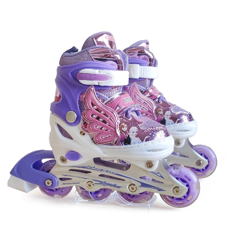 Hot sales Adjustable Flashing 4 Wheels Purple Inline Skates Wings Fly Inline-skates For Kids Girls