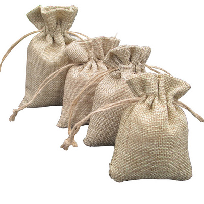 Natural Hemp Drawstring Bags Wholesale Burlap Gift Drawstring Pouch Jute Bags with String