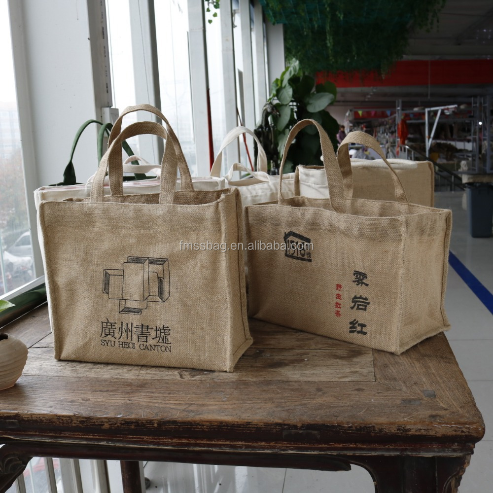 Promotional Cheap Customized Jute bag Jute Shopping Bag Burlap Jute Tote Bag