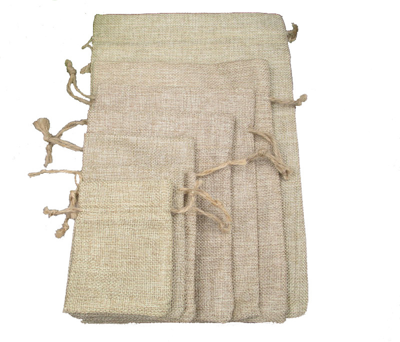 Natural Hemp Drawstring Bags Wholesale Burlap Gift Drawstring Pouch Jute Bags with String