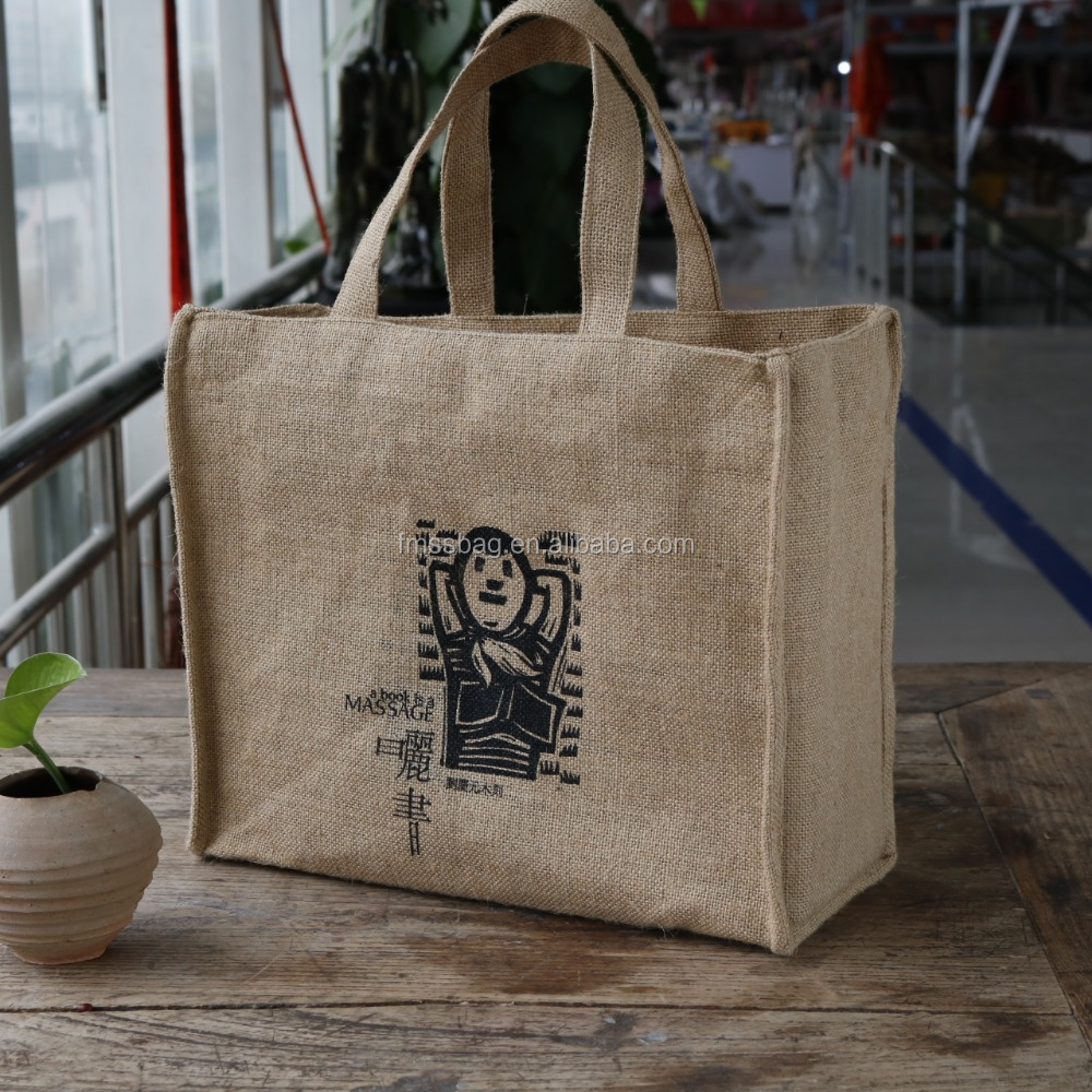 Promotional Cheap Customized Jute bag Jute Shopping Bag Burlap Jute Tote Bag