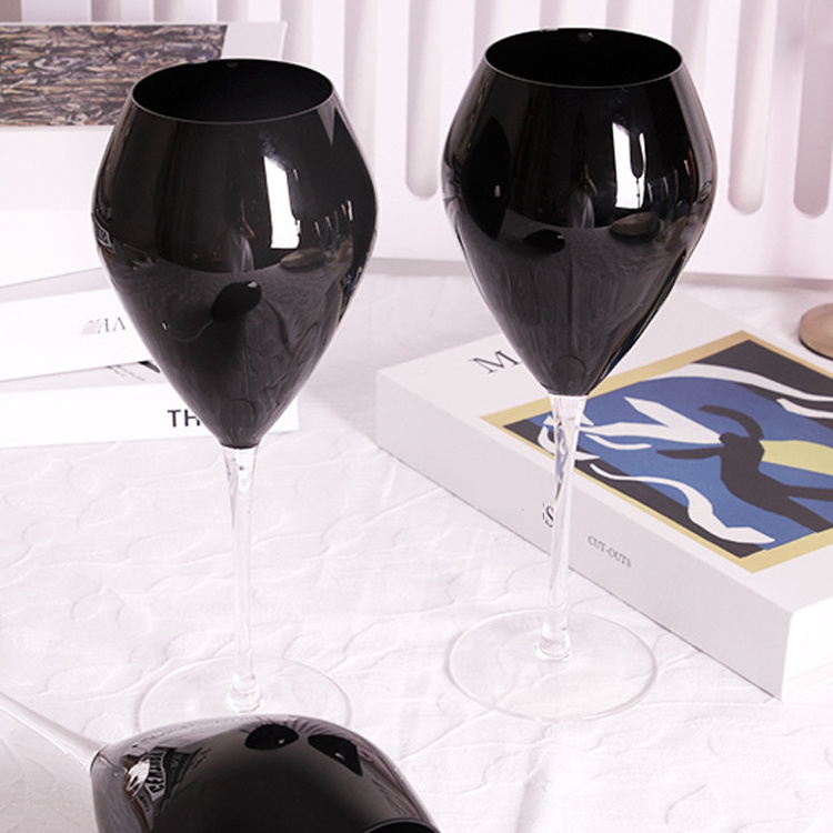 Black Red Wine Glasses Transparent Goblet Wine Glass Lead Free Durable Glassware For Party