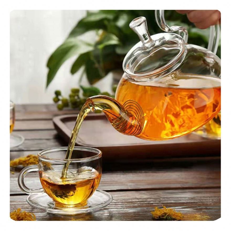 New style High borosilicate heat-resistant upgraded clear glass teapot with removable coffee infuser