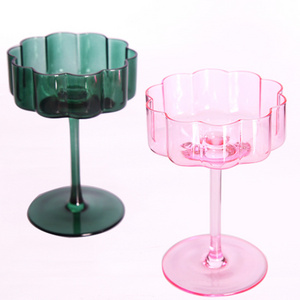 Wholesale Decorative Creative Flower Petal Martini Glass Wedding Vintage Petal Shape Glassware