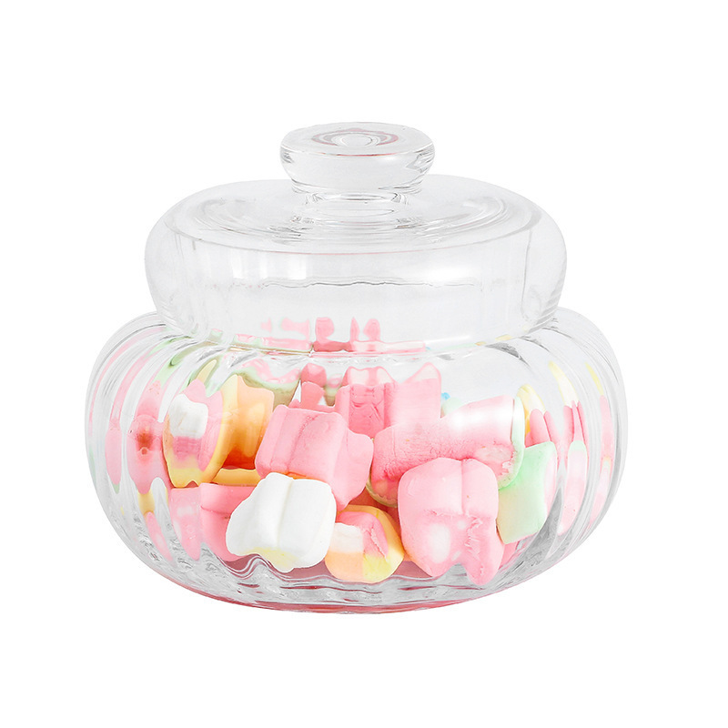 Pumpkin Shaped Glass Storage Jar with Lid Cookie Candy Nut Storage Jar Home Restaurant Hotel Office Gift