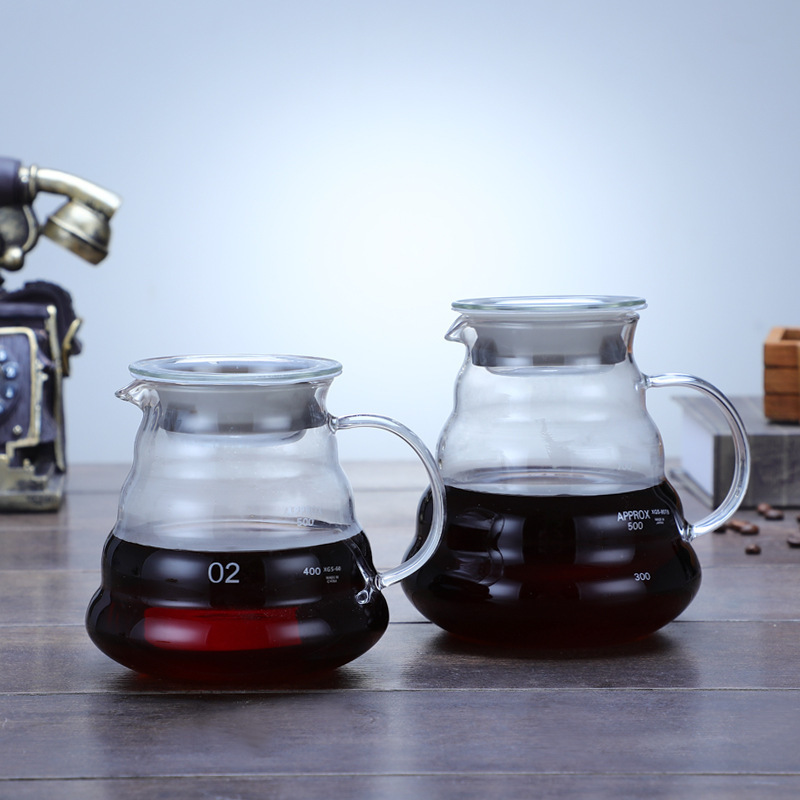 Hand coffee pot set glass vertical pattern sharing pot hand pot coffee equipment