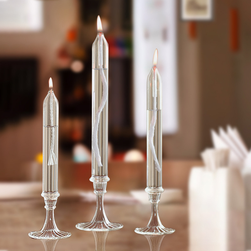 Hot Sale Creative Shape Transparent Glass Pillar Candle Holder For Home Decoration